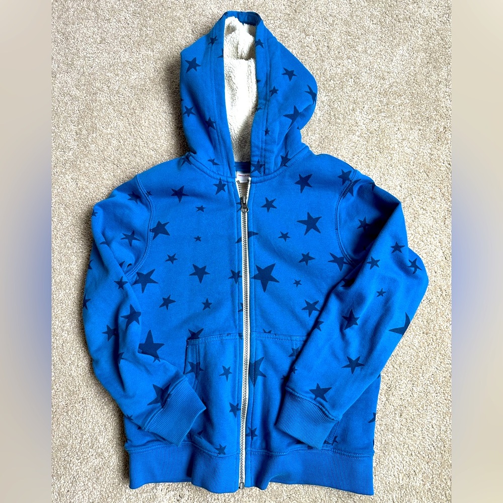 Hanna Andersson Sherpa-lined blue star hoodie US8
